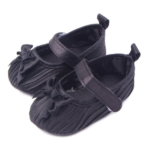 0-12M Baby Shoes First Walkers Toddler Girl Silk Bowknot Fold Upper Shoes Soft Sole Sneakers 3 Colors HT UBY