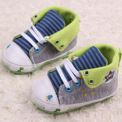 0-12M Casual Baby Boys Girls Cute Cartoon Print Laces Soft Sole Sneakers Shoes UBY