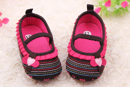 0-12M Sweet Newborn Baby Girls Flower Ruffled Shoes Toddler Soft Bottom Kids Crib First WalkersUBY