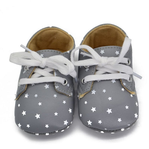 0-18M Cute Toddler Infant Boy Crib Shoes Lace-Up Sneaker PU Soft Soled Shoes UBY