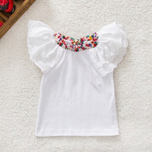0-2Y Kids Baby Girls Clothing Floral Collar T-shirts Cute Short Sleeve Tops Blouses Shirts PY UBY