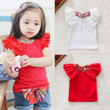 0-2Y Kids Baby Girls Clothing Floral Collar T-shirts Cute Short Sleeve Tops Blouses Shirts PY UBY