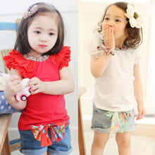 0-2Y Kids Baby Girls Clothing Floral Collar T-shirts Cute Short Sleeve Tops Blouses Shirts PY UBY