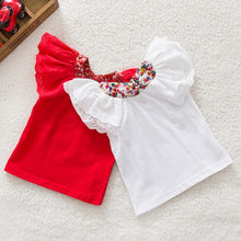 0-2Y Kids Baby Girls Clothing Floral Collar T-shirts Cute Short Sleeve Tops Blouses Shirts PY UBY