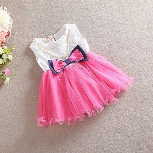 0-3Y Toddler Baby Kids Girls Princess Tutu Dress Bow Necklace Layered Dresses UBY