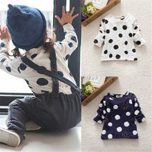 0-3Years Kids Baby Girls Boys Unisex Polka Dots Long Sleeve Blouse Tops T-Shirt Cotton Basic Tees Clothing PY1 UBY