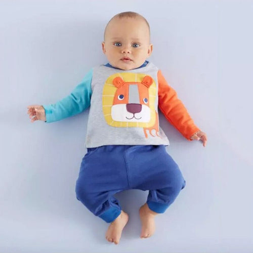 0-4 Years Baby Boy Girls 2 Pieces Sets Long Sleeve T-Shirt and Pants Animal Print Clothes UBY