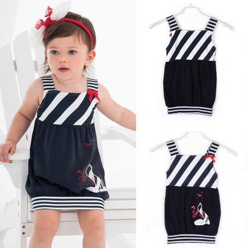 0-5T Cute Baby Kids Girls Dress Toddler Princess Party Tutu Summer Striped Dresses UBY