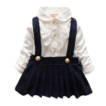1-5Y Kids Girls Suspender Cotton Dress Long Sleeve Lace Floral Tops Baby Party Dresses PY UBY