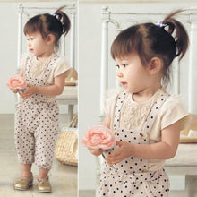1-6Y Baby Girls Clothing Sets Lace TopsPolka Dot Strap Pants Jumpsuits Rompers Outfit Clothes SetUBY