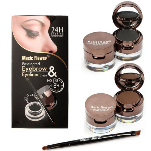 1 BrownBlack Gel Eyeliner and Eyebrow Powder Make Up Cosmetic Sets Kit UBY