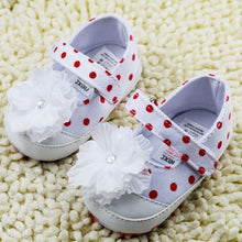 1 Pair Baby Girls Polka Dot Flower Soft Sole Crib Shoes Prewalker First Walkers UBY