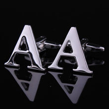 1 Pair Silver Letter A To Z Wedding Cufflinks For Men's French Nail Sleeve Shirt UBY