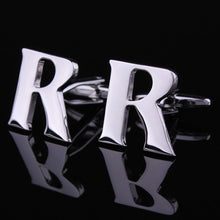1 Pair Silver Letter A To Z Wedding Cufflinks For Men's French Nail Sleeve Shirt UBY
