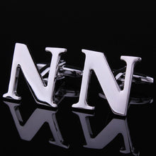 1 Pair Silver Letter A To Z Wedding Cufflinks For Men's French Nail Sleeve Shirt UBY