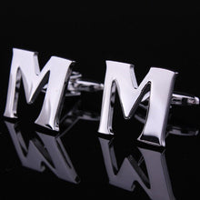 1 Pair Silver Letter A To Z Wedding Cufflinks For Men's French Nail Sleeve Shirt UBY