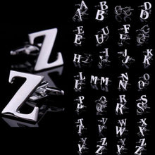 1 Pair Silver Letter A To Z Wedding Cufflinks For Men's French Nail Sleeve Shirt UBY