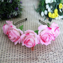 Rose Floral Flower Garland Crown Headband Hair Band Bridal Festival Clip Holiday  UBY