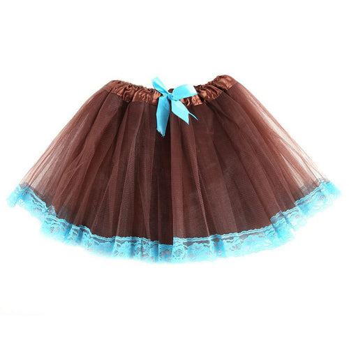 10 Colors Kids Girl Layered Dancing Tutu Bow knot Lace Trimmed Tulle Princess Skirt UBY
