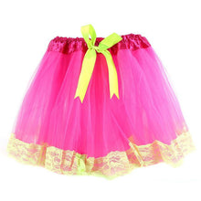 10 Colors Kids Girl Layered Dancing Tutu Bow knot Lace Trimmed Tulle Princess Skirt UBY