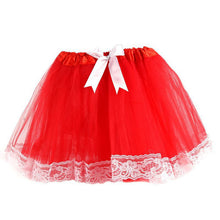 10 Colors Kids Girl Layered Dancing Tutu Bow knot Lace Trimmed Tulle Princess Skirt UBY