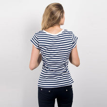 Brand Women T Shirt Ladies O-neck striped Cute Cartoon Print Short Sleeve Shirt Slim T Shirt Cotton Tops Tees Plus Size UBY