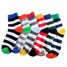 Cotton Warm Men Mixed Color Wide Stripe Ankle Soft Casual Socks PY8 UBY