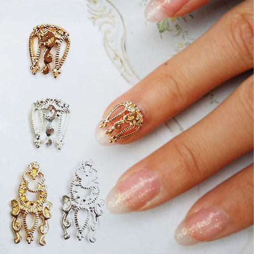 10pcs Nail Art Decorations 3D DIY Alloy Hollow Out Stickers Slices Glitter TipsUBY