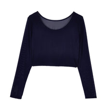 11 Colors Women Sexy Slim Semi-transparent Mesh Crop Tops Girl Long Sleeve Short T-Shirts Tees Single Layer Mesh UBY