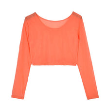 11 Colors Women Sexy Slim Semi-transparent Mesh Crop Tops Girl Long Sleeve Short T-Shirts Tees Single Layer Mesh UBY