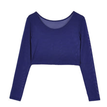 11 Colors Women Sexy Slim Semi-transparent Mesh Crop Tops Girl Long Sleeve Short T-Shirts Tees Single Layer Mesh UBY