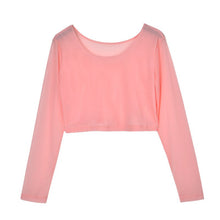 11 Colors Women Sexy Slim Semi-transparent Mesh Crop Tops Girl Long Sleeve Short T-Shirts Tees Single Layer Mesh UBY