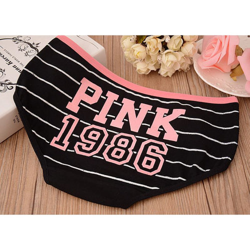 12 Style Sexy Underwear Women Panties Cotton Stripe Mid Rise Panties Cute Letter Pink Print Girl Casual Underwear PY3 UBY