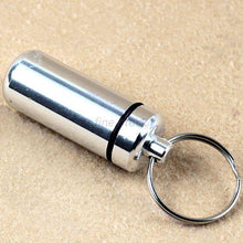 1pcs Waterproof Aluminum Pill Box Case Bottle Drug Holder Keychain Container New UBY