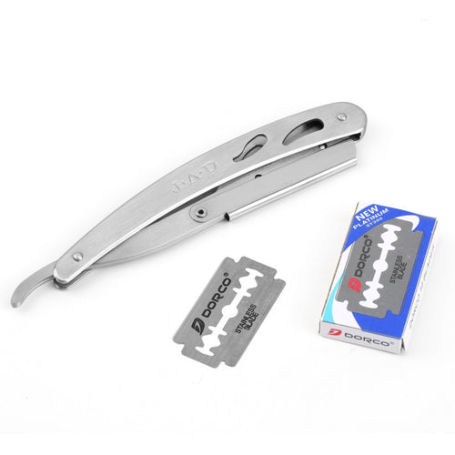 1set Men Straight Barber Edge Steel Razors Folding Shaving Knife Hair Removal Tools With 10pcs Blades UBY