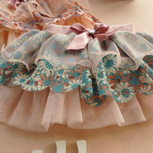 2-6Y Cute Baby Kids Girl Bow Floral Pompon Layered Skirt Floral Tulle Tutu Skirt ForUBY