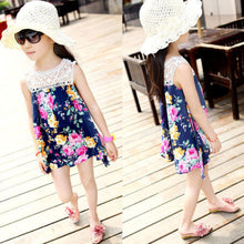 2-7 Years Kids Child Baby Girl Sleeveless Lace Dress Colorful Floral Dress UBY