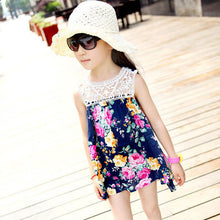 2-7 Years Kids Child Baby Girl Sleeveless Lace Dress Colorful Floral Dress UBY