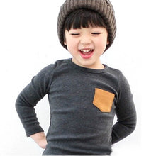 2-7Y Baby Kids Boys Girls Unisex Long Sleeve Clothes Crewneck Children T-shirts Pocket Decor Shirt Clothing PY1 UBY