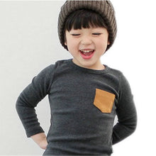 2-7Y Baby Kids Boys Girls Unisex Long Sleeve Clothes Crewneck Children T-shirts Pocket Decor Shirt Clothing PY1 UBY