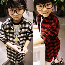 2-7Y Children Kids Boys Girls Shirts Long Sleeve Shirts Plaids Checks Tops Costume Shirt UBY