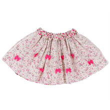 2-7Y Cute Baby Kids Girl Bow Floral Pompon Mesh Bownot Layered Skirt Floral Princess Tulle Tutu Skirt For Dance Party HT UBY