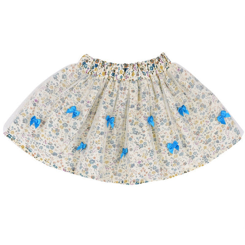 2-7Y Cute Baby Kids Girl Bow Floral Pompon Mesh Bownot Layered Skirt Floral Princess Tulle Tutu Skirt For Dance Party HT UBY