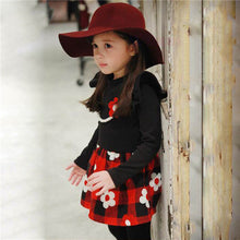 2-7Y Kids Baby Girls Flower Plaids Dress Ruffle Long Sleeve Princess One-Piece Party Tutu DressesUBY