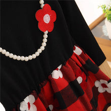 2-7Y Kids Baby Girls Flower Plaids Dress Ruffle Long Sleeve Princess One-Piece Party Tutu DressesUBY