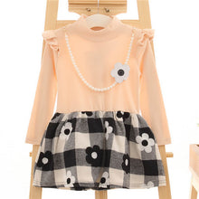 2-7Y Kids Baby Girls Flower Plaids Dress Ruffle Long Sleeve Princess One-Piece Party Tutu DressesUBY
