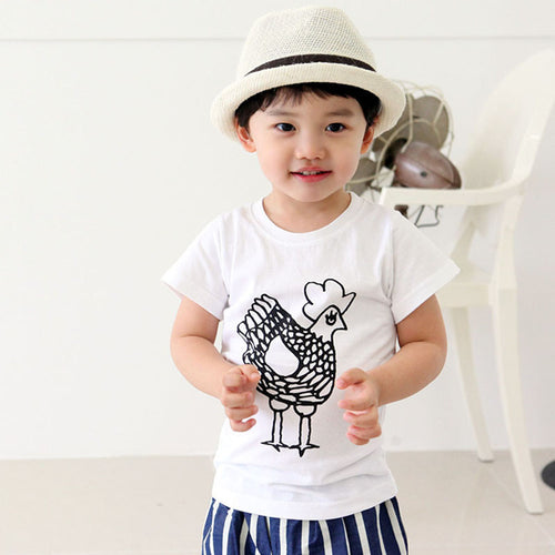 2-7Y Kids Toddler Boys Short Sleeve Cotton T-shirt Summer Pullover Tee Tops B998 UBY