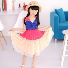 2-7Y Summer Kids Girls Striped Chiffon Sundress Princess Flower Beach Tutu Dresses UBY