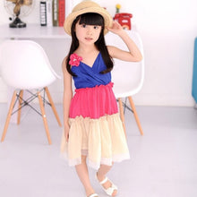 2-7Y Summer Kids Girls Striped Chiffon Sundress Princess Flower Beach Tutu Dresses UBY