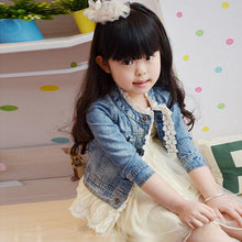2-7Years Jean Jacket Girls Kids Denim Lace Coat Long Sleeve Botton Children Outwear ClothesUBY